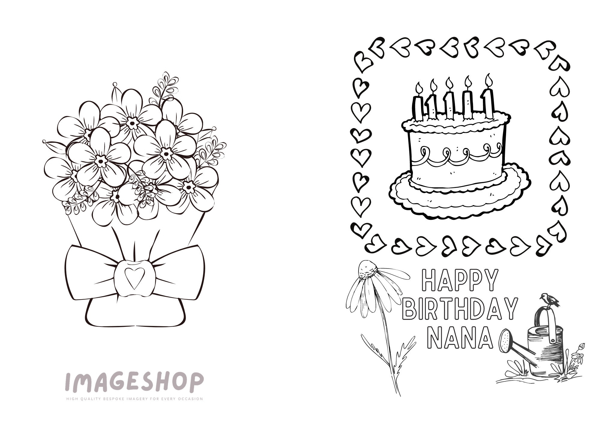 Nana Birthday Colouring Card: Printable Kids Activity (Pdf, Png for Free Printable Birthday Cards For Nana