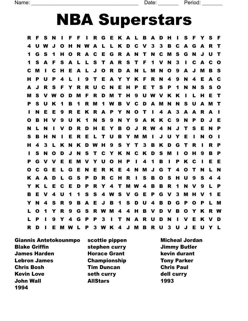 Nba Superstars Word Search - Wordmint regarding FREE Printable Basketball Word Search