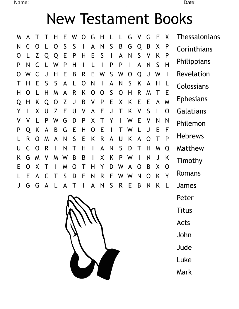 New Testament Books Word Search - Wordmint for Free Printable Books Of The Bible Word Search