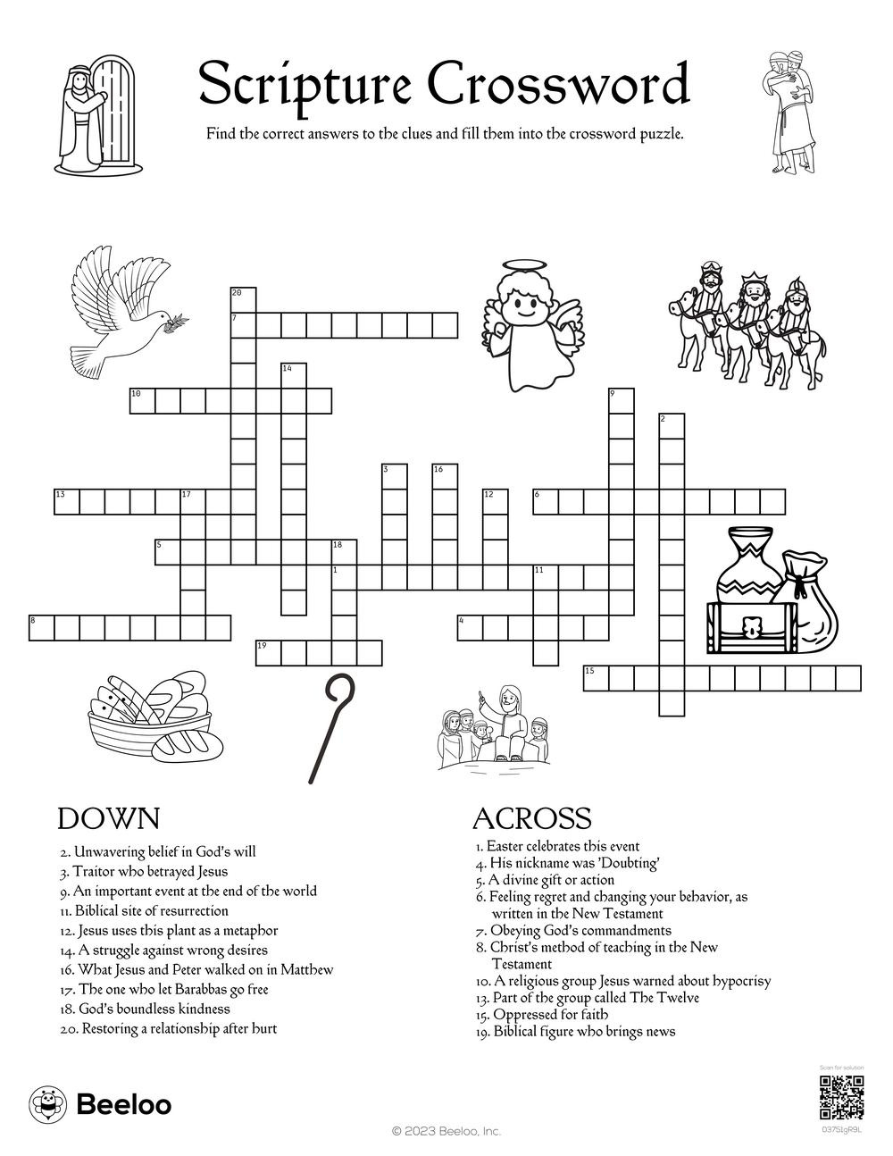 New Testament-Themed Crossword Puzzles • Beeloo Printable Crafts in Free Printable Bible Crossword Puzzles For Youth