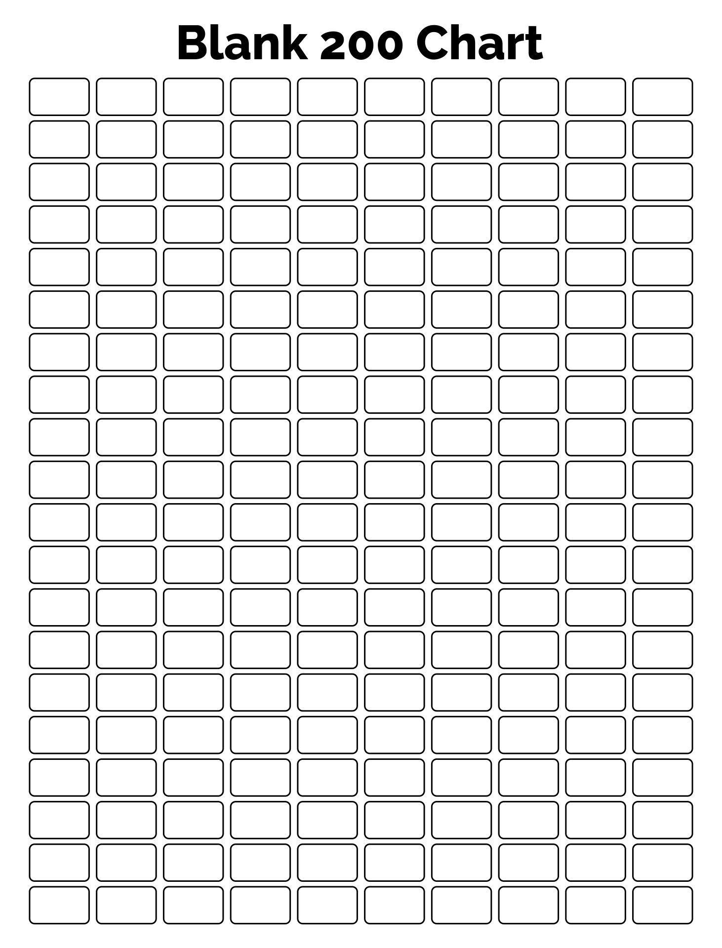 Number Chart 1 200 - 10 Free Pdf Printables | Printablee with FREE Printable Blank Number Chart 1-200