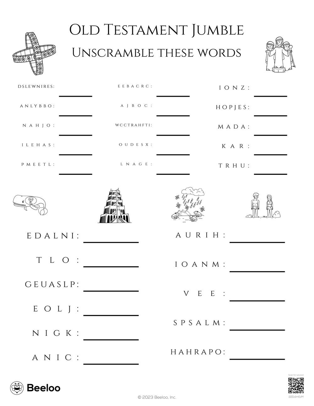 Old Testament-Themed Word Scrambles • Beeloo Printable Crafts And in Free Printable Bible Word Scramble Games