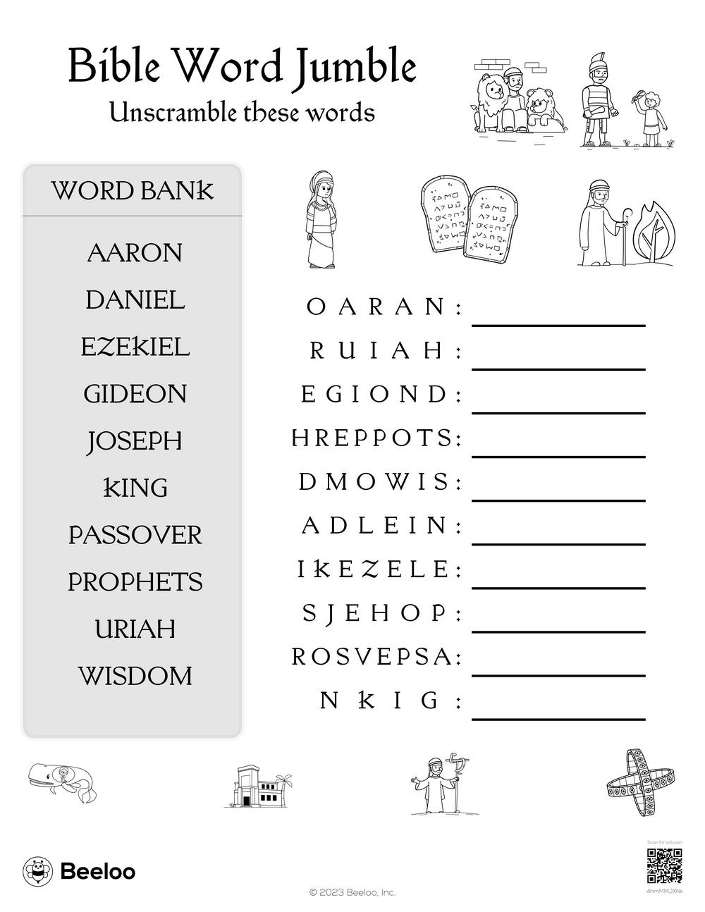 Old Testament-Themed Word Scrambles • Beeloo Printable Crafts And inside FREE Printable Bible Word Scramble Games