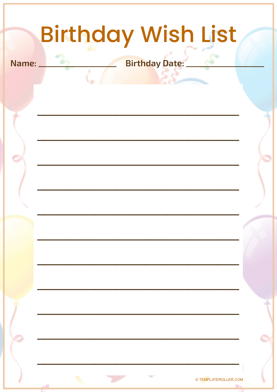 Online Free 30+ Birthday Wish List Template Stock Photos, Pictures intended for Free Printable Birthday Wish List Printable