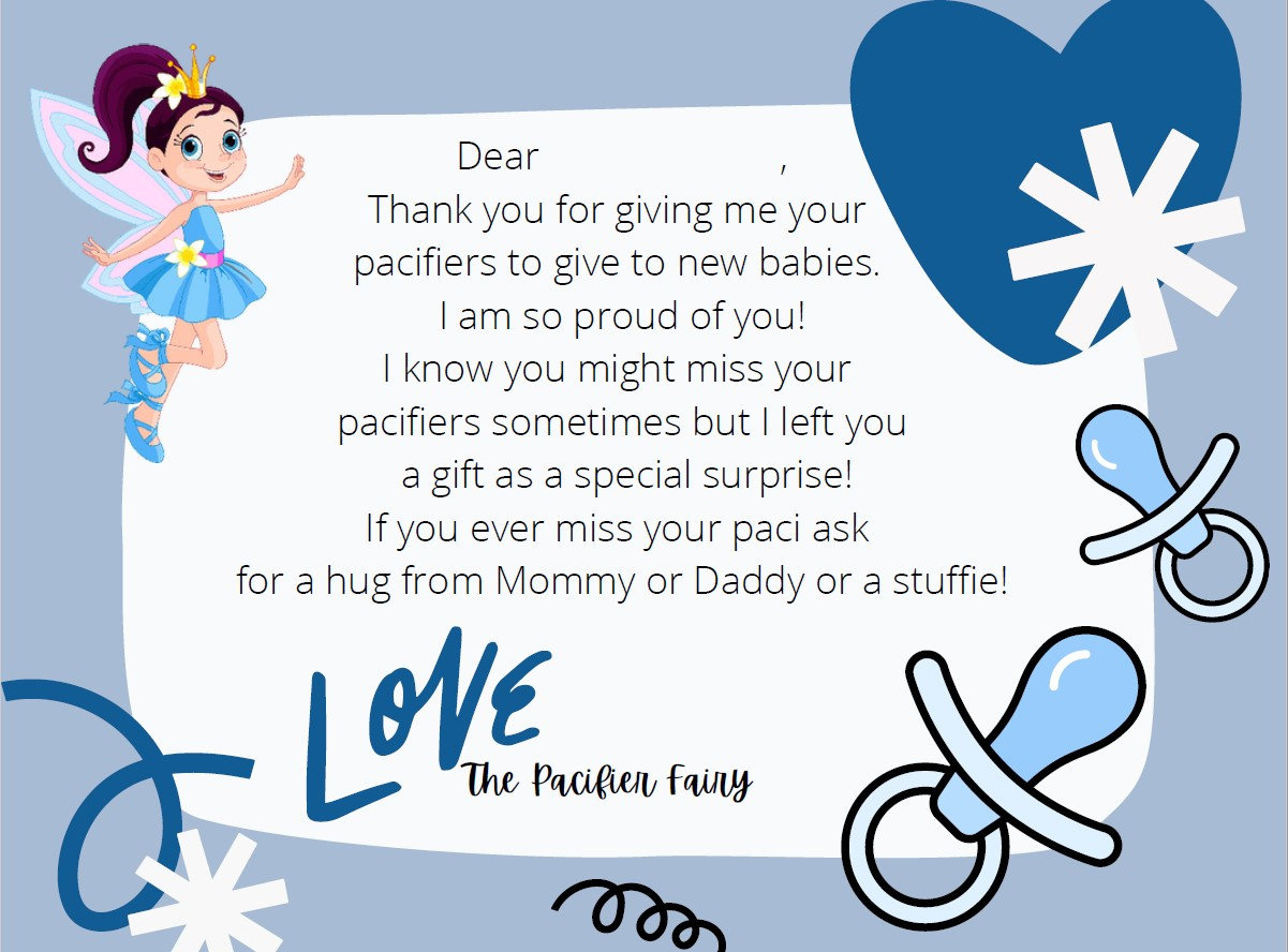 Pacifier Fairy Letter- Blue Version - Etsy in FREE Printable Binky Fairy Letter