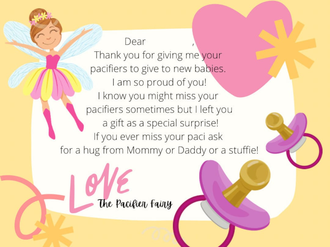 Pacifier Fairy Note - Etsy with regard to Free Printable Binky Fairy Letter