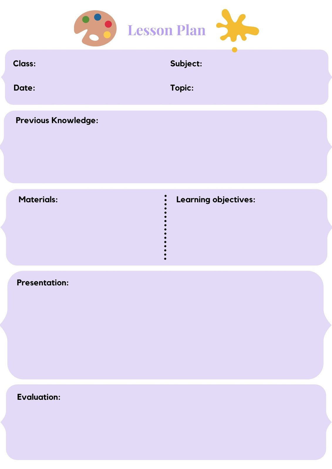 Page 17 - Free And Customizable Class Templates pertaining to FREE Printable Art Lesson Plan Template