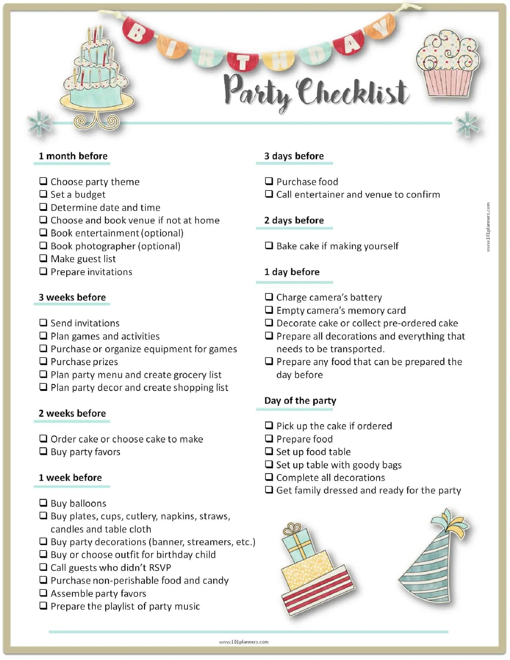Party Planning Template | Free Birthday Party Checklist regarding FREE Printable Birthday Party Checklist