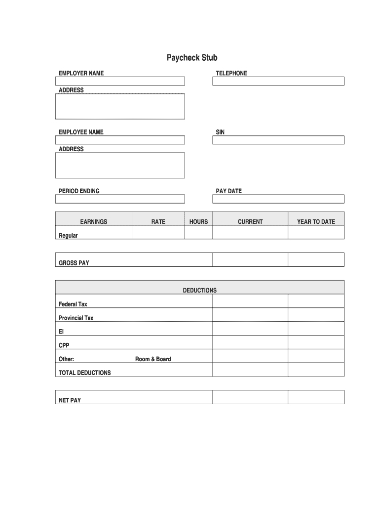 Paycheck Stub Form - Fill Online, Printable, Fillable, Blank with Free Printable Blank Paycheck Stubs