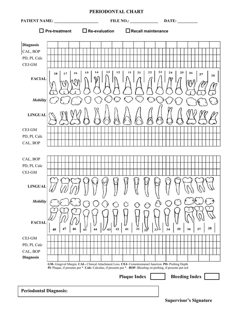 Perio Chart Form ≡ Fill Out Printable Pdf Forms Online regarding FREE Printable Blank Perio Chart