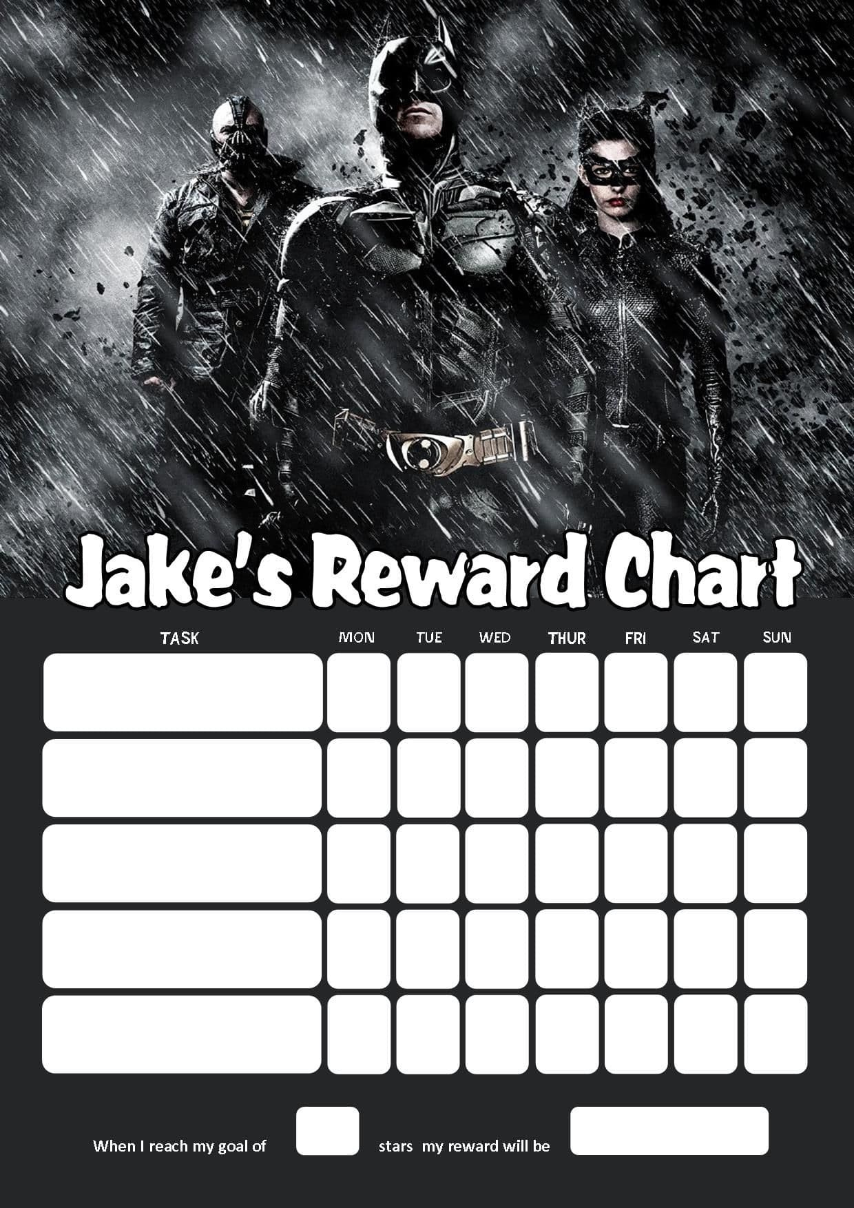 Personalised Batman Reward Chart (Adding Photo Option Available) inside FREE Printable Batman Reward Chart