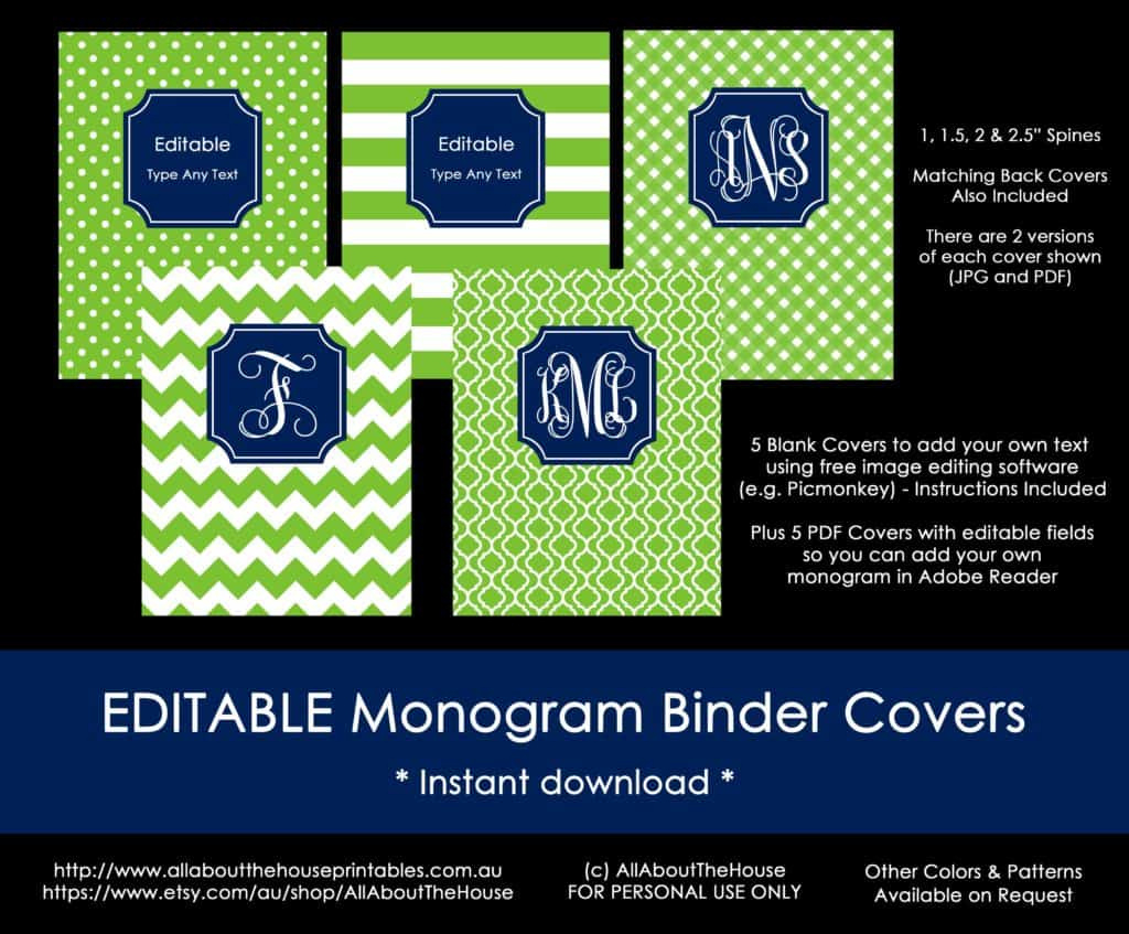Personalising Editable Monogram Binder Covers – All About Planners inside FREE Printable Binder Covers Monogram