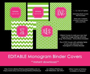 Personalising Editable Monogram Binder Covers – All About Planners regarding FREE Printable Binder Covers Monogram
