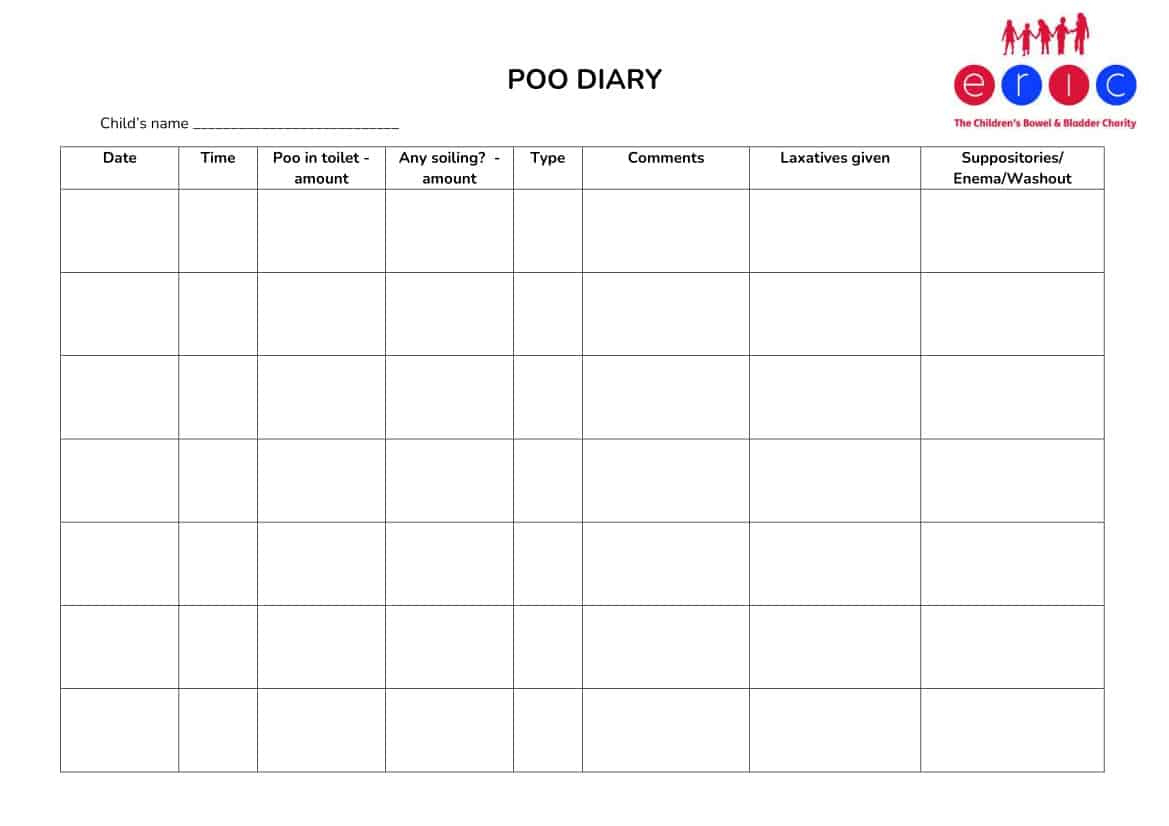 Poo Diary - Eric throughout Free Printable Bowel Movement Log