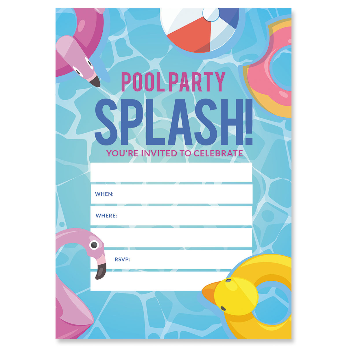 Pool Party Fill In The Blank Birthday Invitations | Colorful Images with FREE Printable Blank Pool Party Invitations