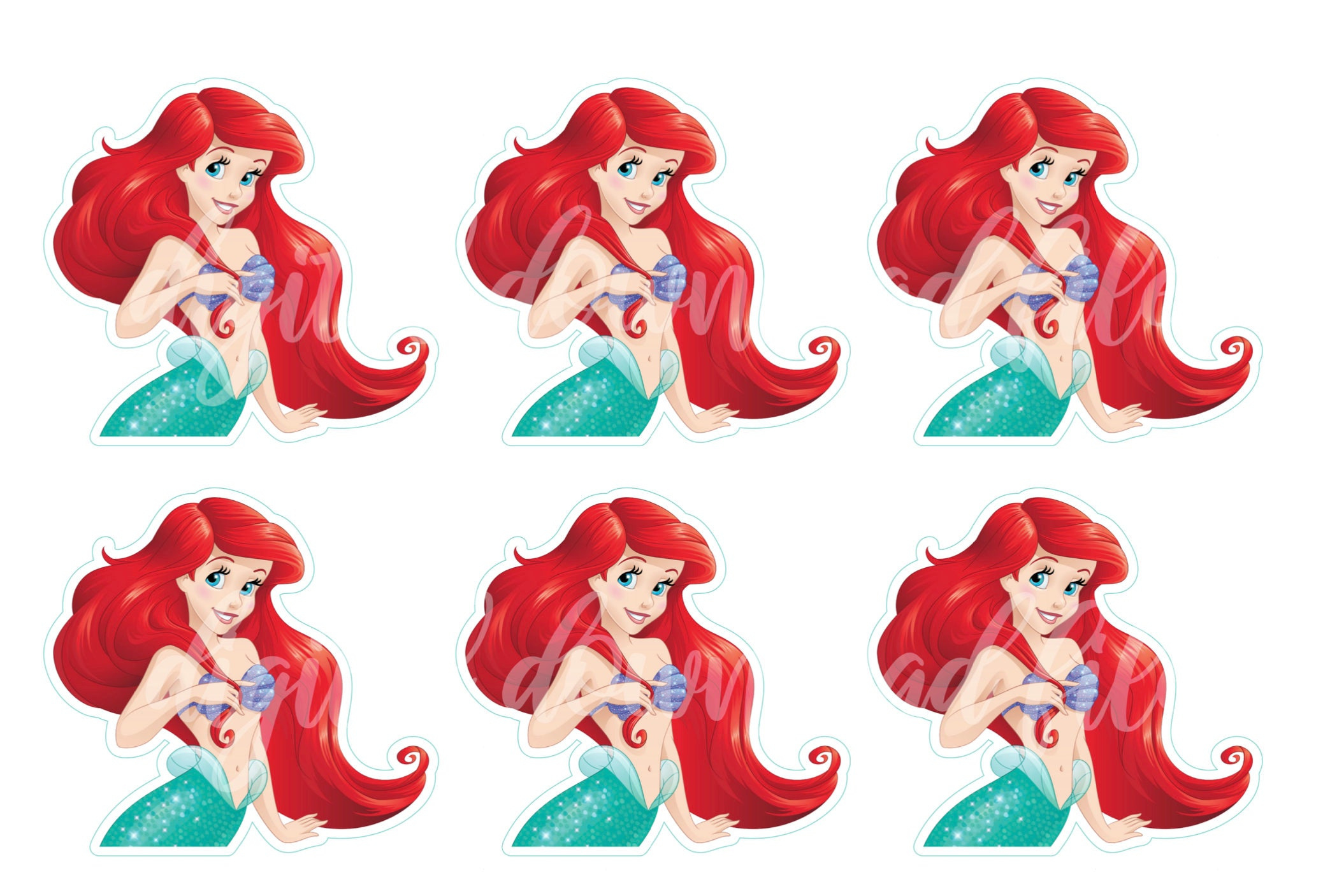 Princess Ariel Cupcake Toppers: Little Mermaid Party (Digital for Free Printable Ariel Cupcake Toppers