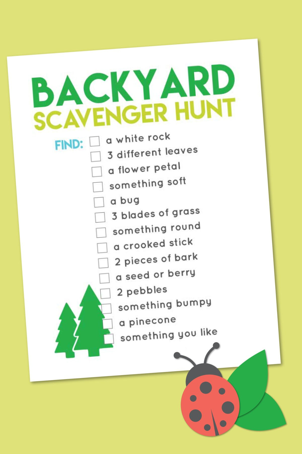 Printable Back Yard Scavenger Hunt - Hey, Let&amp;#039;S Make Stuff for FREE Printable Backyard Scavenger Hunt