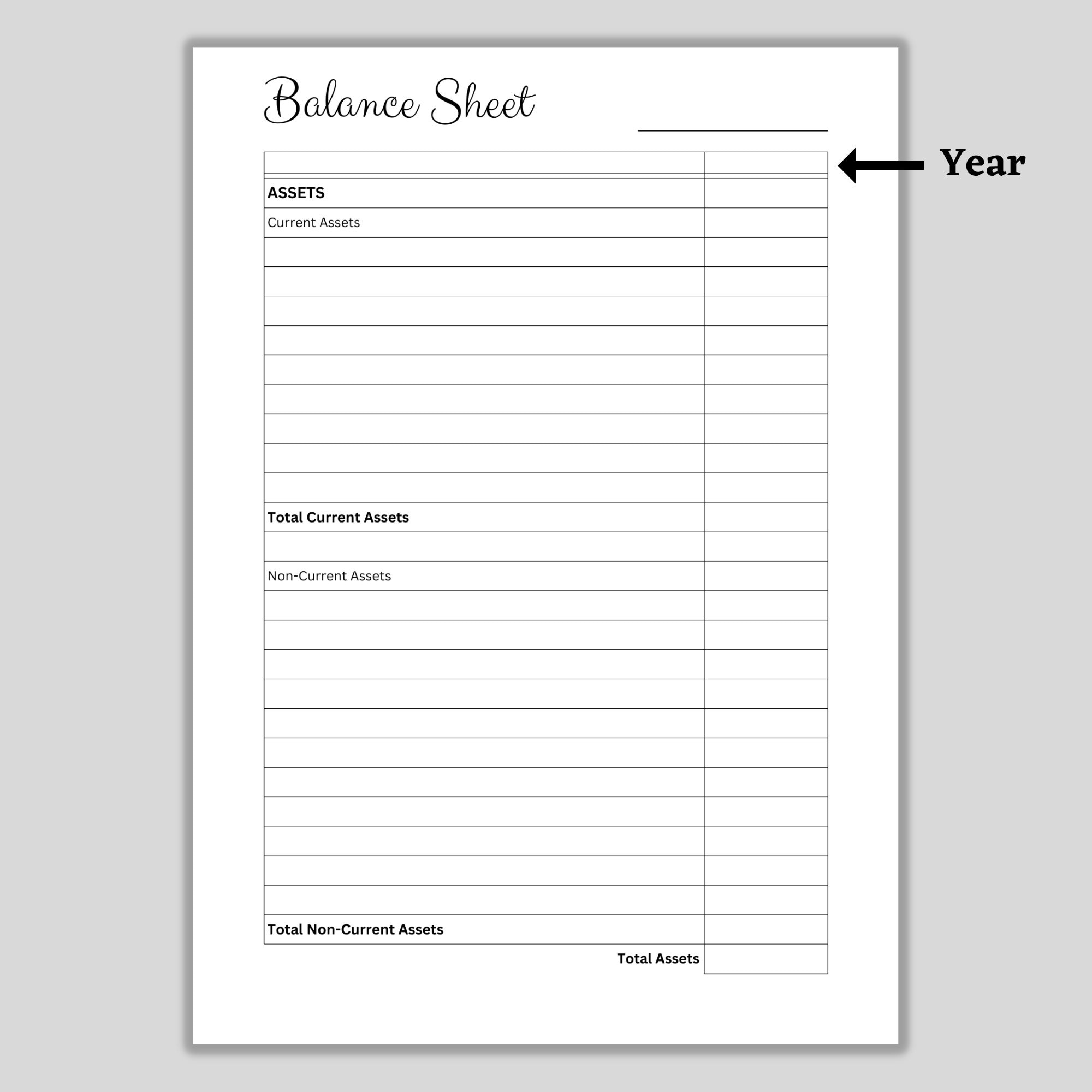 Printable Balance Sheet Template, Financial Statement, Assets regarding Free Printable Blank Balance Sheet