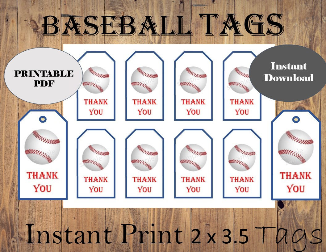Printable Baseball Thank You Tags: Party Favor (Pdf) - Etsy regarding FREE Printable Baseball Gift Tags