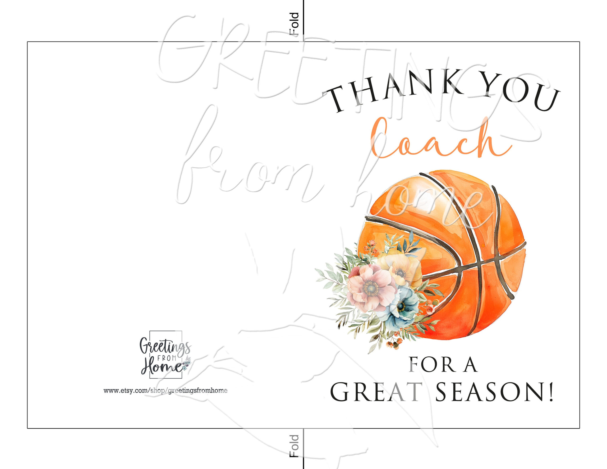 Printable Basketball Coach Thank You Card For Her, Thank You For throughout FREE Printable Basketball Coach Thank You Cards