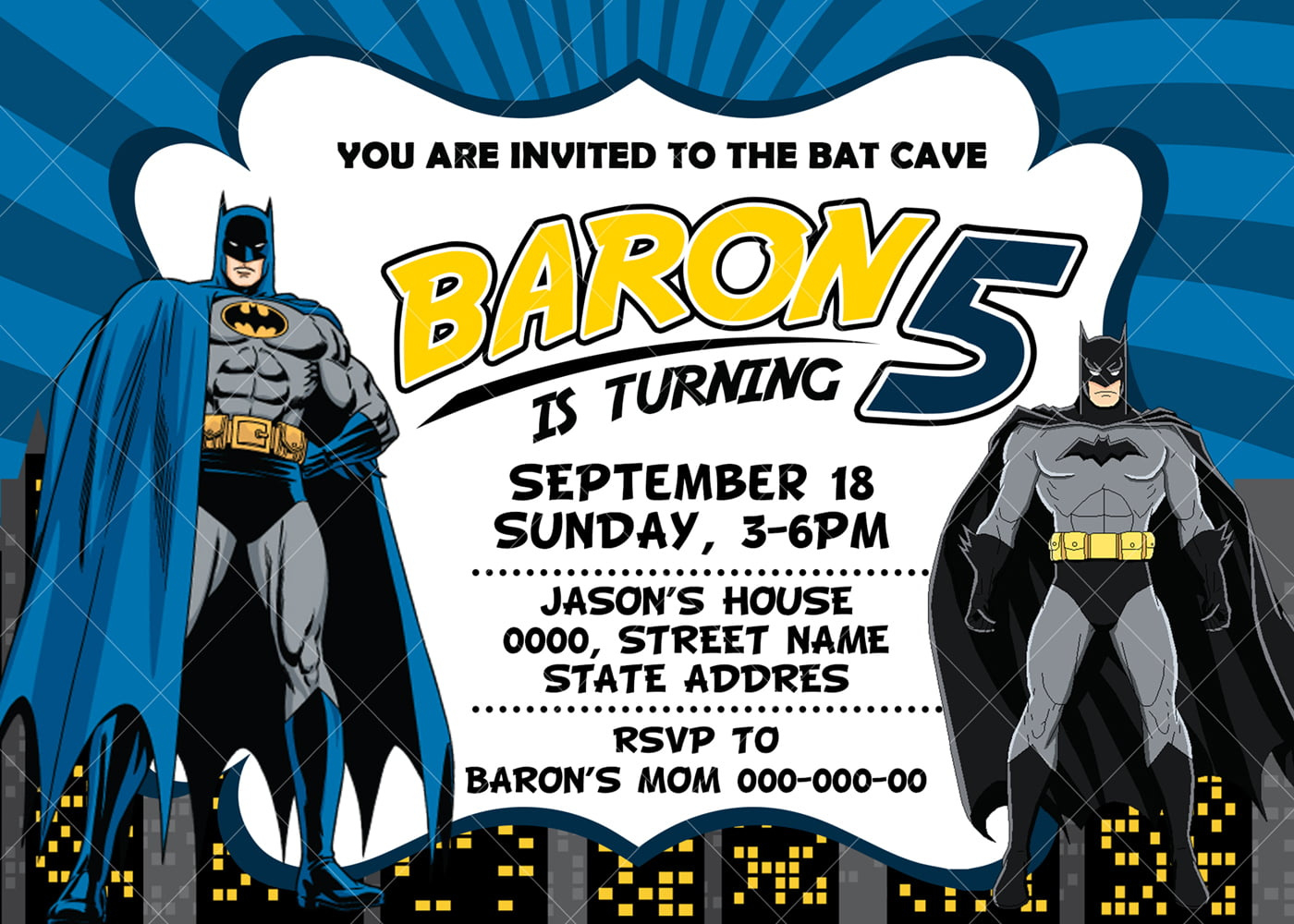 Printable Batman Birthday Invitation Templates | Batman within Free Printable Batman Birthday Invitations