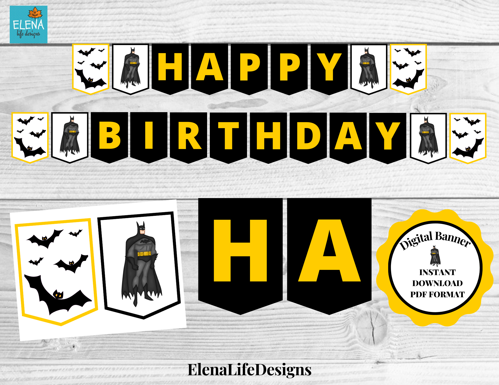 Printable Batman Inspired Digital Banner - Batman Birthday Decor with Free Printable Batman Birthday Banner