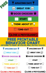 Printable Behavior Chart (Free Download) + 10 More Free Printables! for FREE Printable Behavior Clip Chart For Home