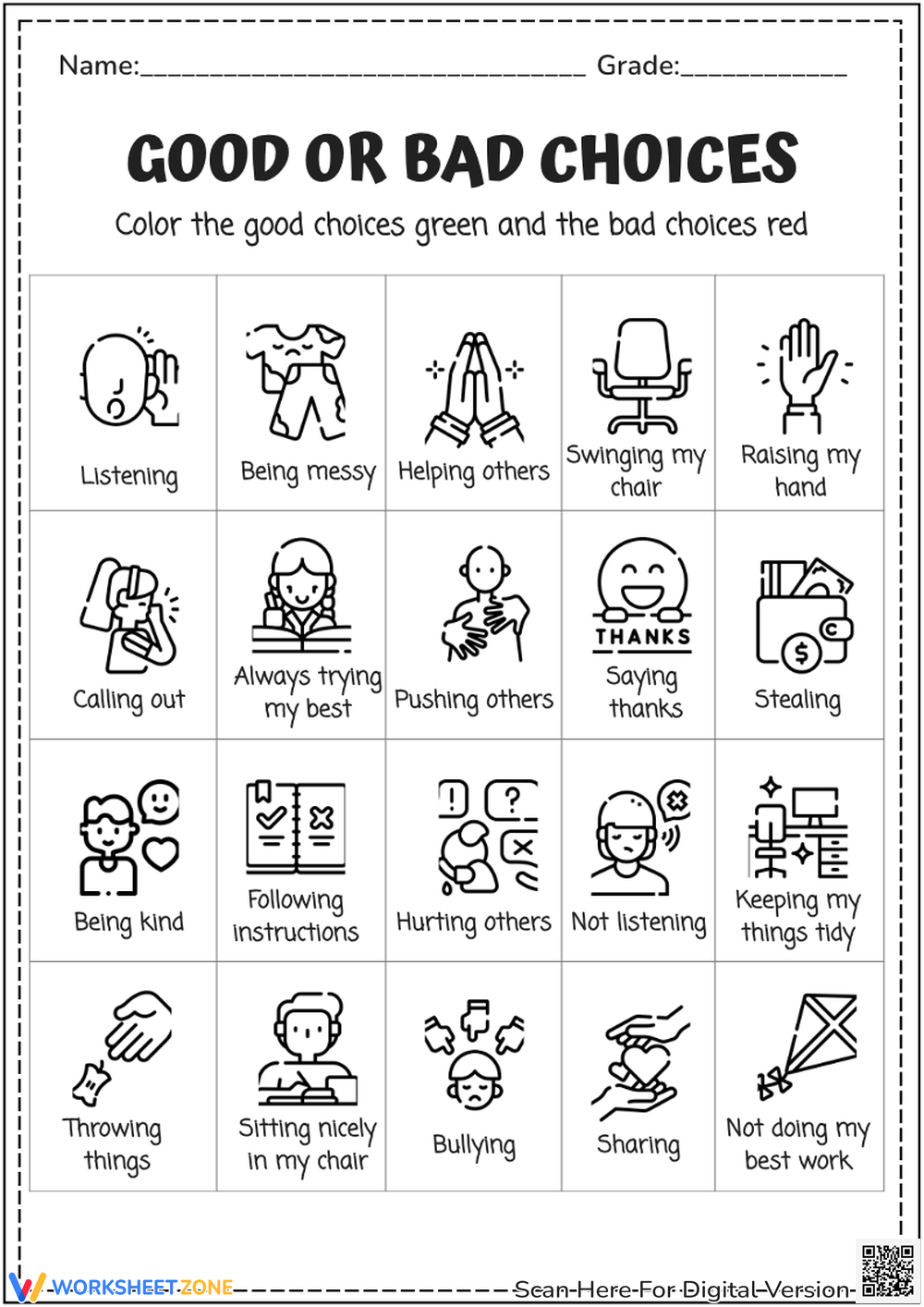 Printable Behavior Worksheets Worksheets with regard to Free Printable Behavior Worksheets For Kindergarten
