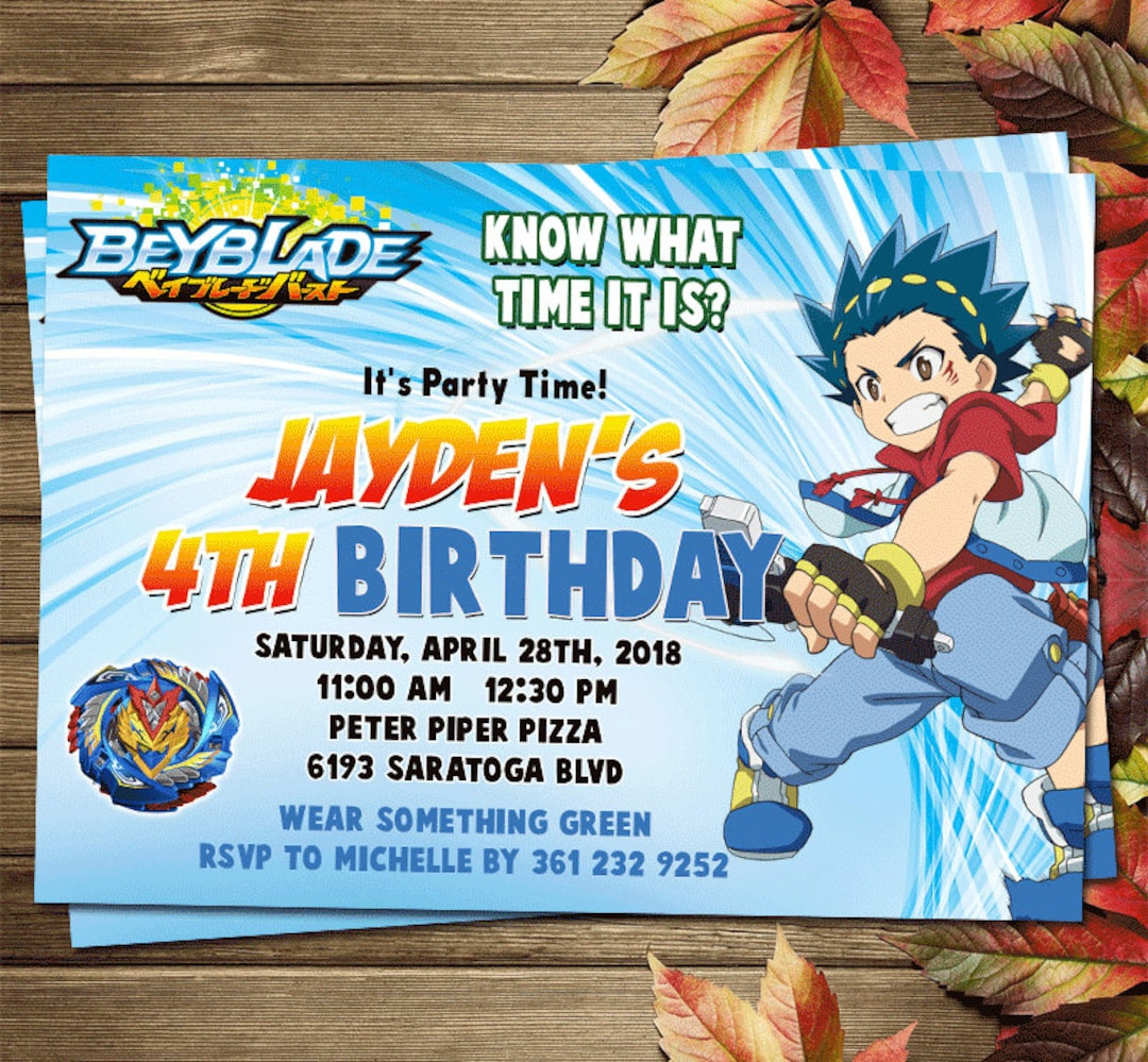 Printable Beyblade Birthday Party Invitation - Etsy in Free Printable Beyblade Birthday Invitations