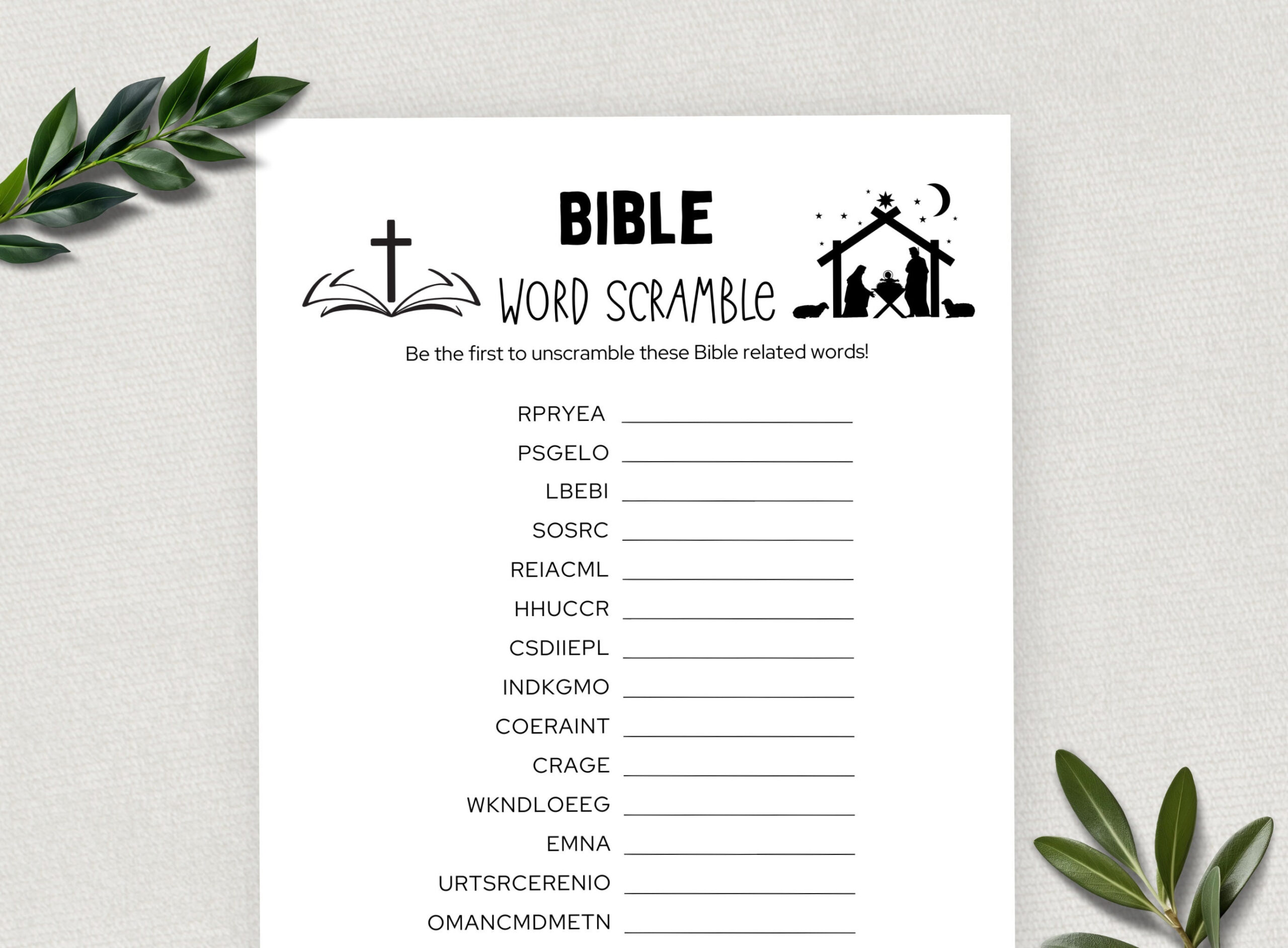 Printable Bible Word Scramble, Bible Games, Fun Christian Youth Group Game, Sunday School, Church Study Activity For Kids And Adults intended for FREE Printable Bible Word Scramble Games