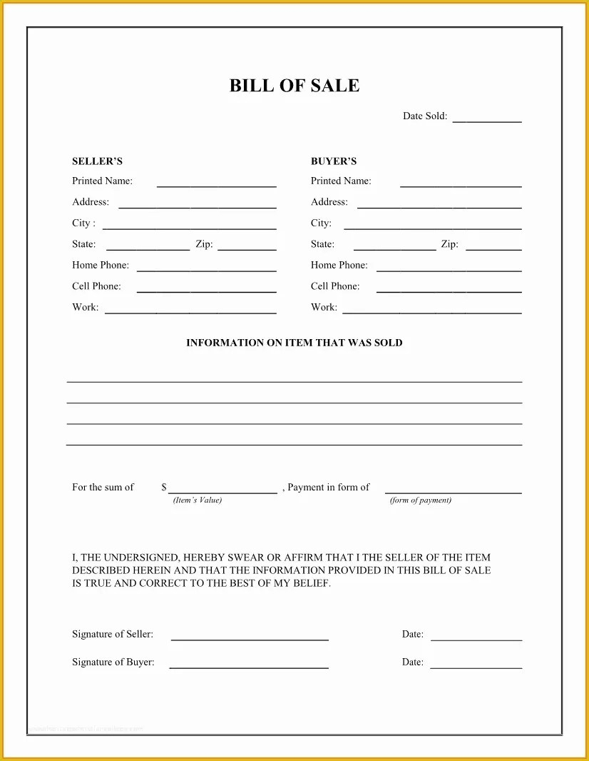 Printable Bill Of Sale With Notary - Printable Party Favors with regard to FREE Printable Bill of Sale with Notary