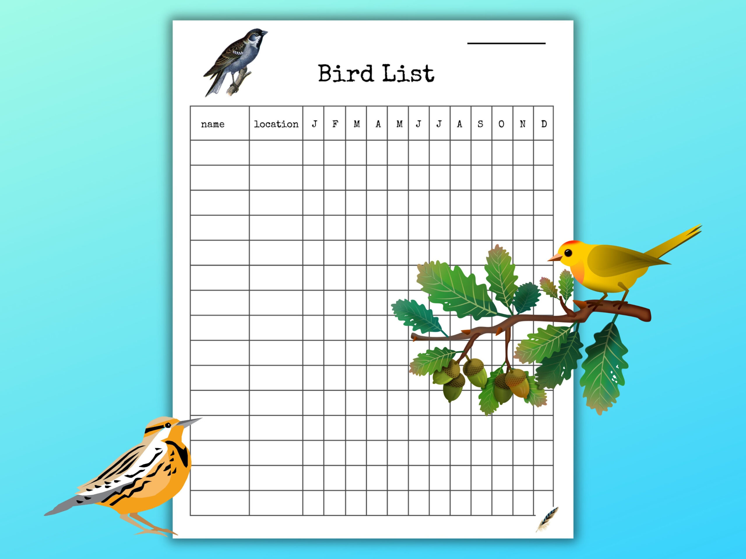 Printable Bird List Tracker | Bird Log Journal | Charlotte Mason regarding Free Printable Bird Watching Checklist