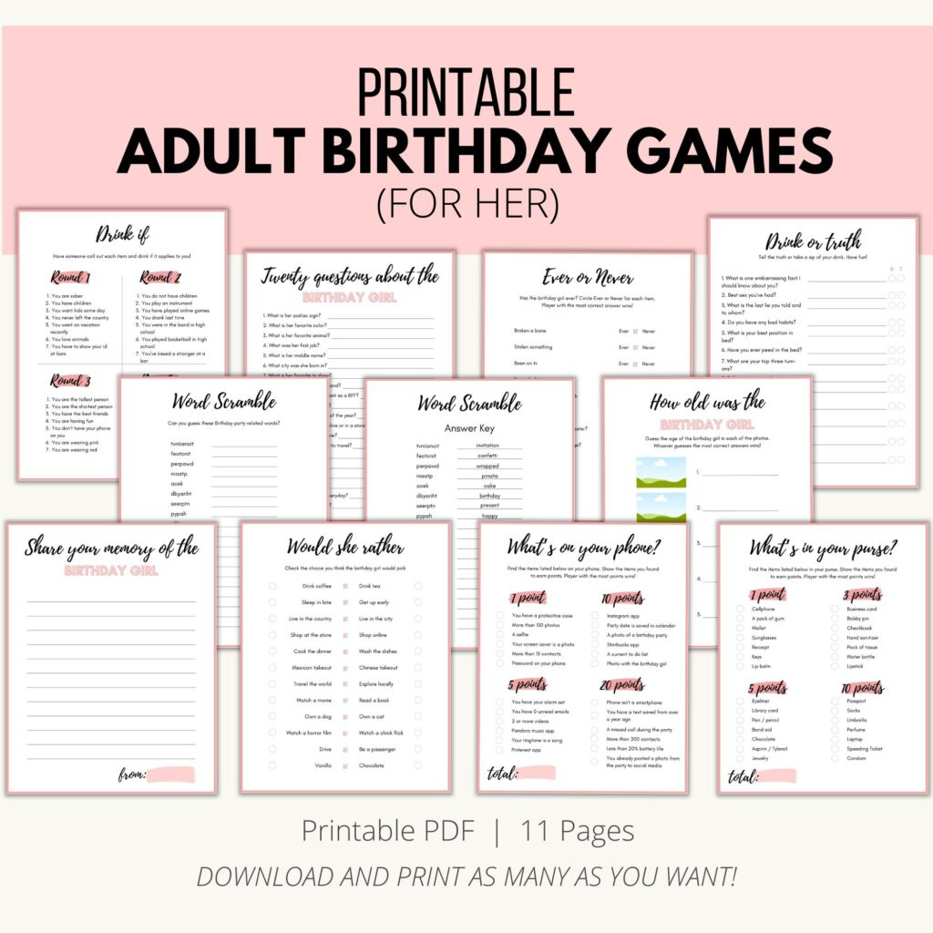 Printable Birthday Games For Adults - Add A Little Adventure with FREE Printable Birthday Party Games For Adults