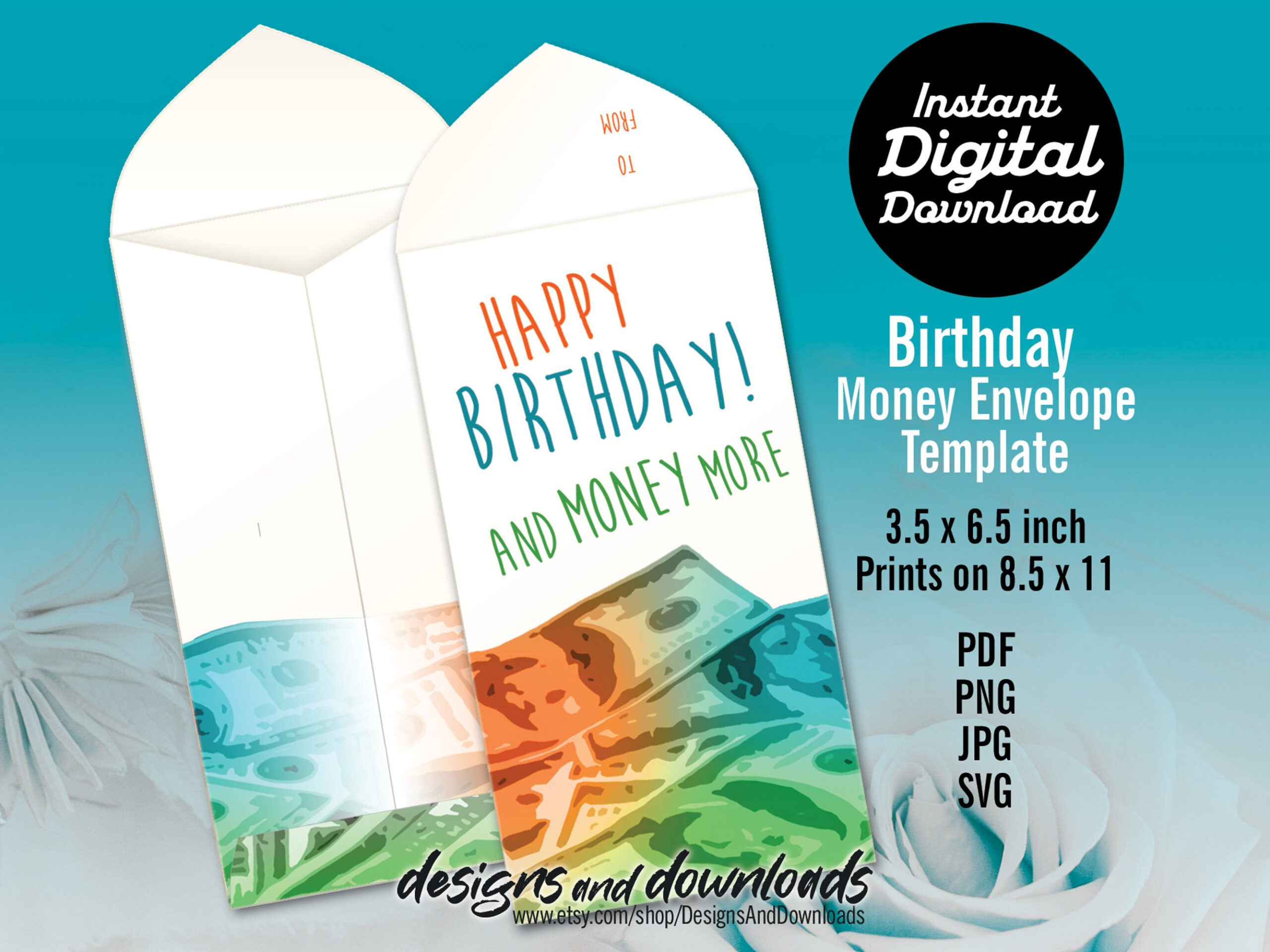 Printable Birthday Money Envelope Template - Etsy with regard to Free Printable Birthday Money Envelopes
