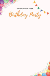 Printable Birthday Party Invitation Card Blank Template Free Pdf pertaining to FREE Printable Birthday Invitation Cards