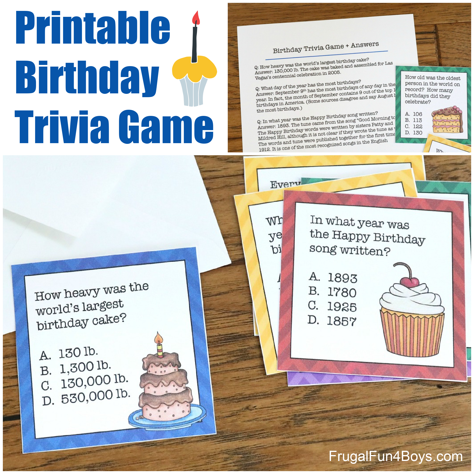 Printable Birthday Trivia Game - Frugal Fun For Boys And Girls for FREE Printable Birthday Trivia Games