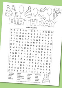 Printable Birthday Word Search - Chevron Lemon within Free Printable Birthday Word Search