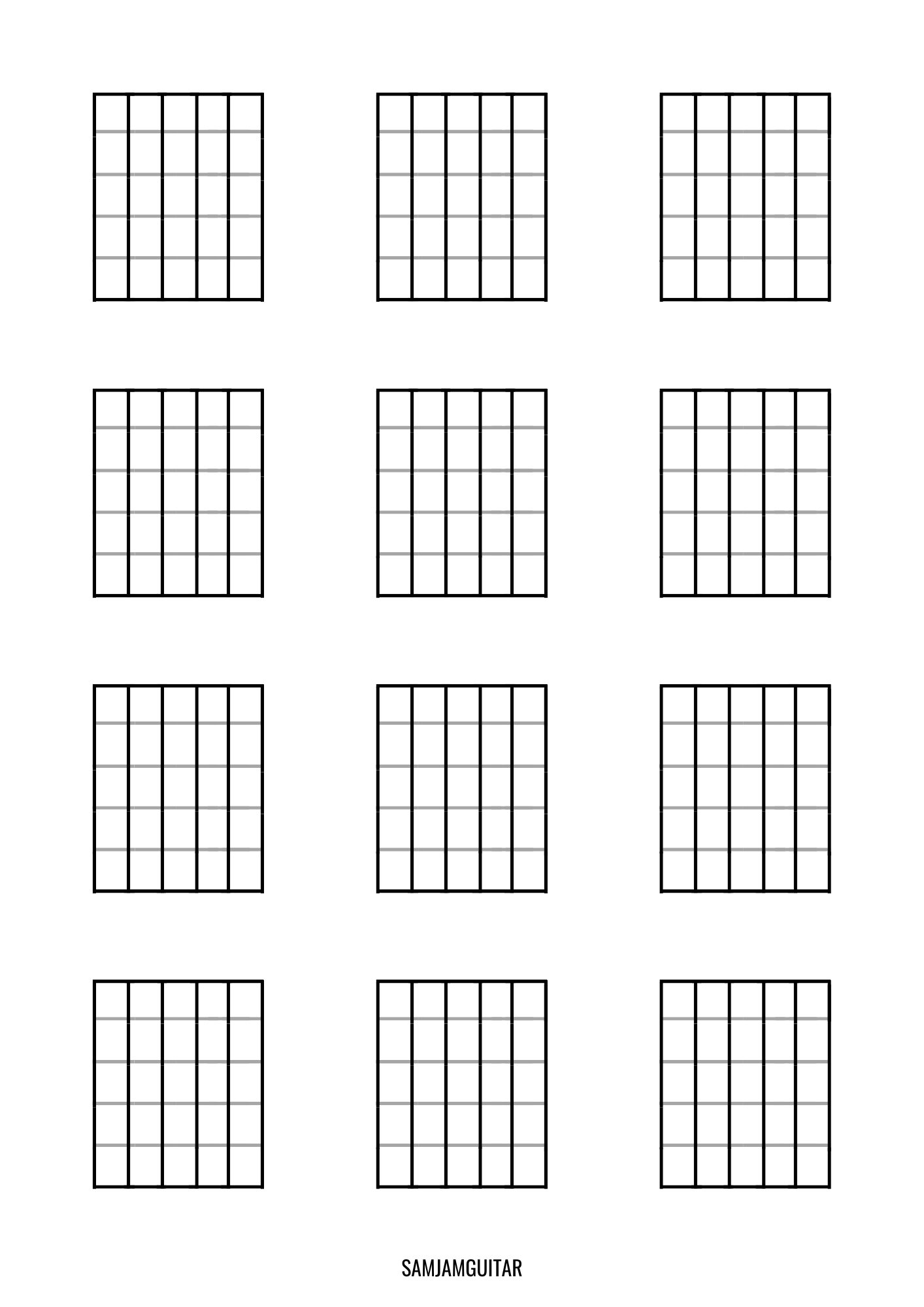 Printable Blank Chord Diagram | Samjamguitar with regard to Free Printable Blank Chord Chart