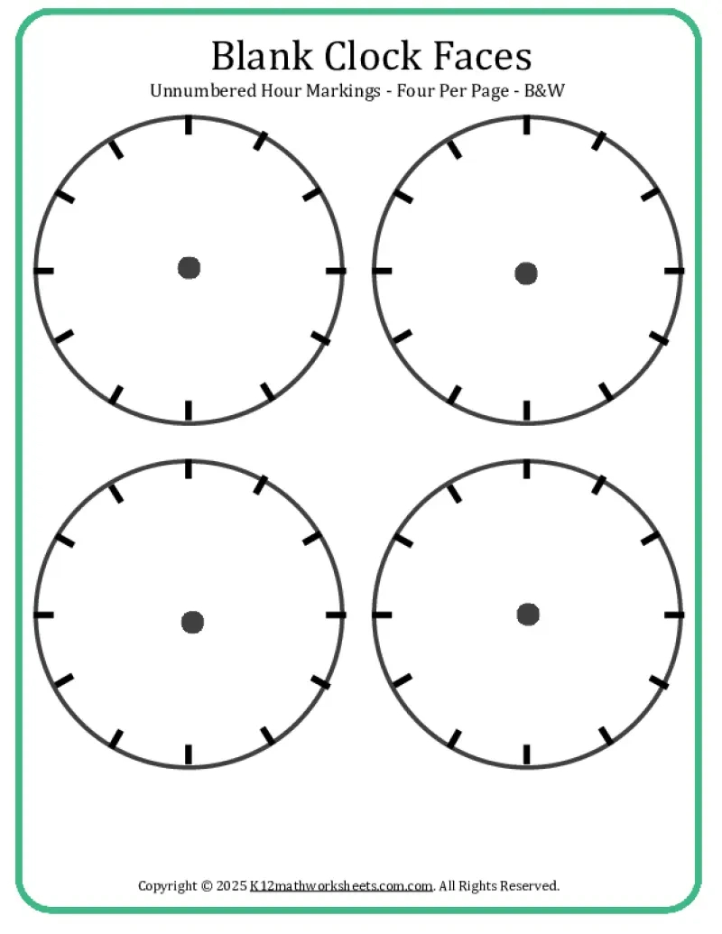 Printable Blank Clock Face Templates regarding FREE Printable Blank Clock Faces Worksheet