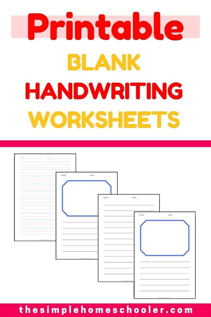 Printable Blank Handwriting Worksheets: Instant Download! - The throughout Free Printable Blank Handwriting Worksheets For Kindergarten