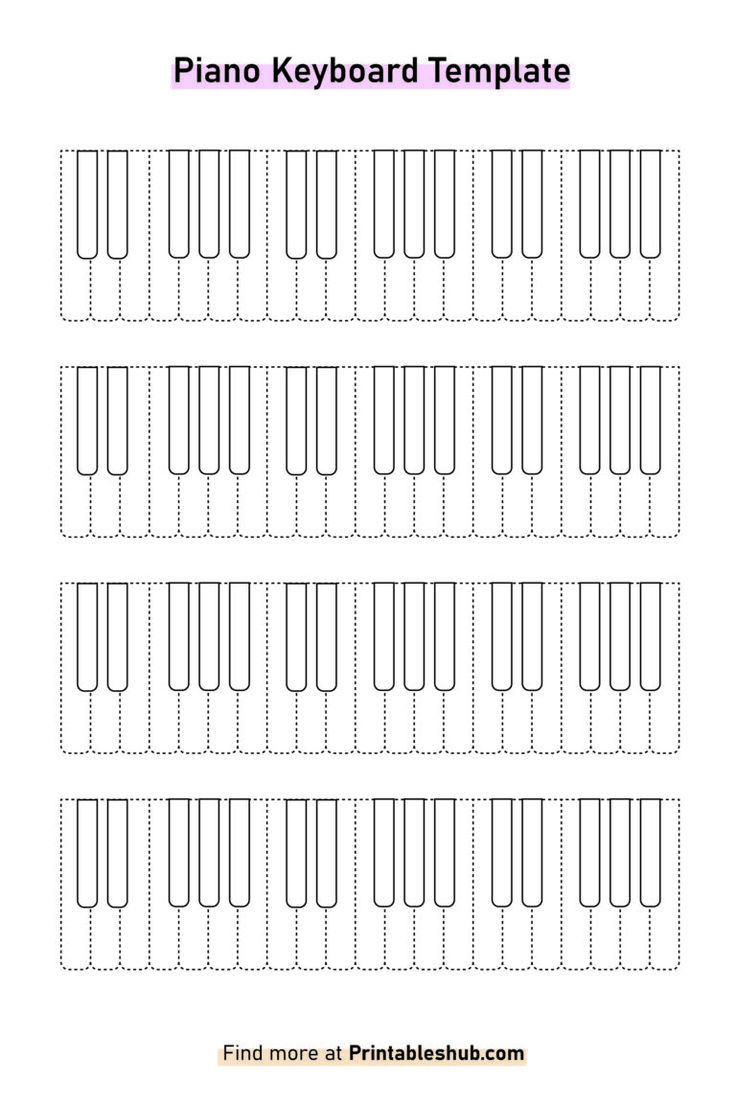 Printable Blank Piano Keyboard Templates Dotted Keys intended for FREE Printable Blank Piano Keyboard Template