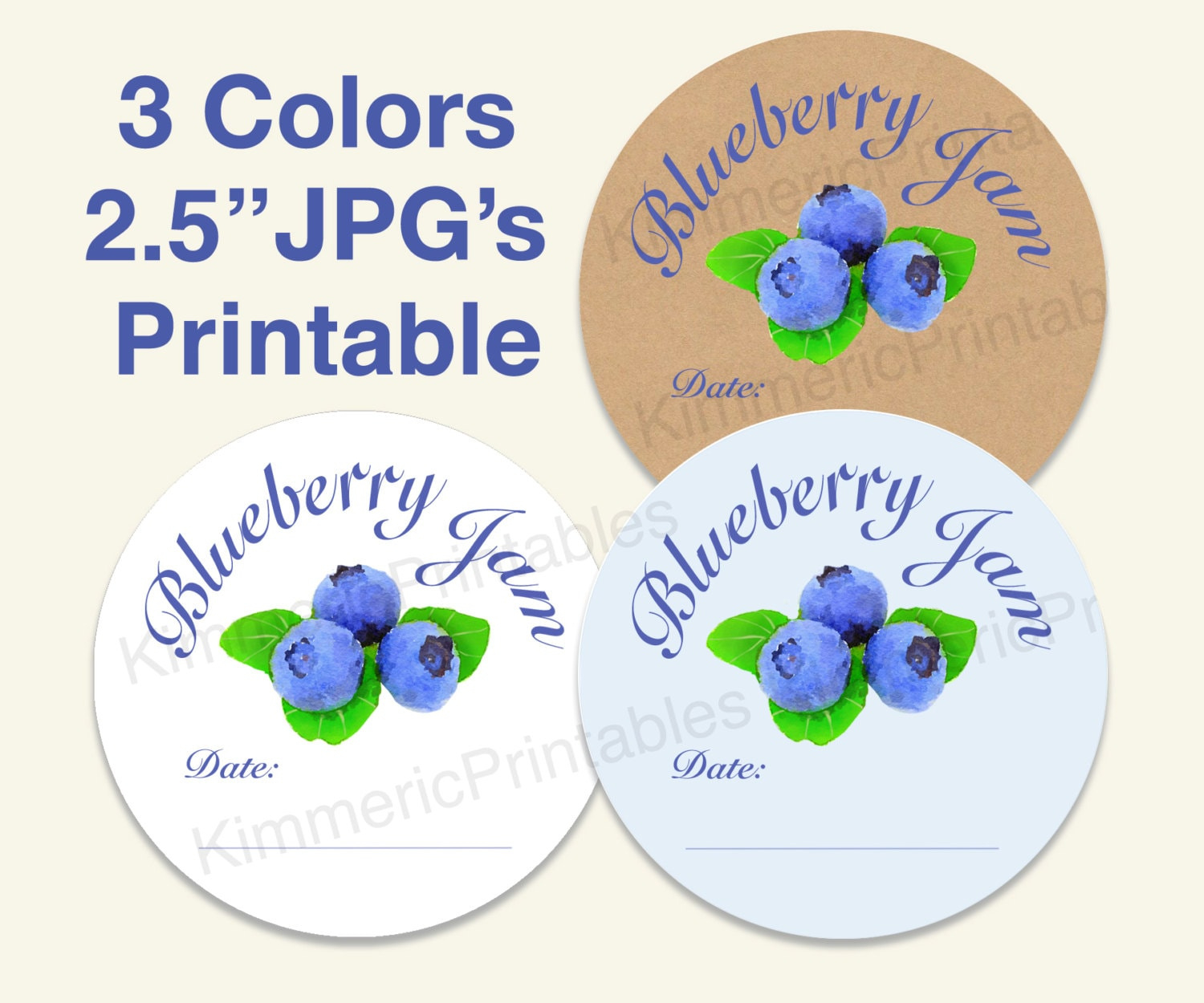 Printable Blueberry Jam 2.5 Inch Canning Labels,Canning Jar Labels with regard to FREE Printable Blueberry Jam Labels