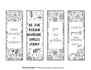 Printable Bookmarks To Color | 120 For Adults &amp; Kids - World Of pertaining to FREE Printable Bookmarks Black and White