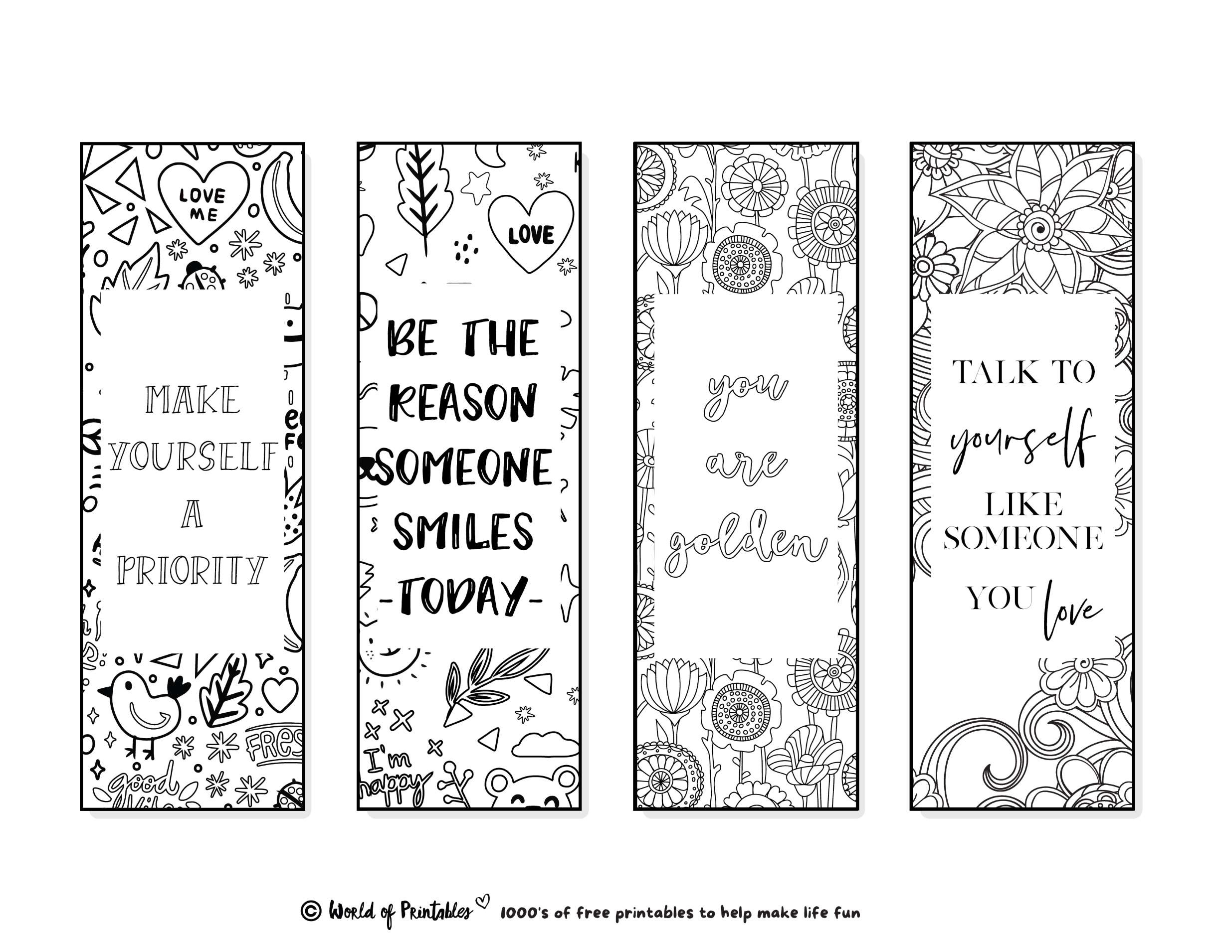 Printable Bookmarks To Color | 120 For Adults &amp;amp; Kids - World Of pertaining to FREE Printable Bookmarks Black and White