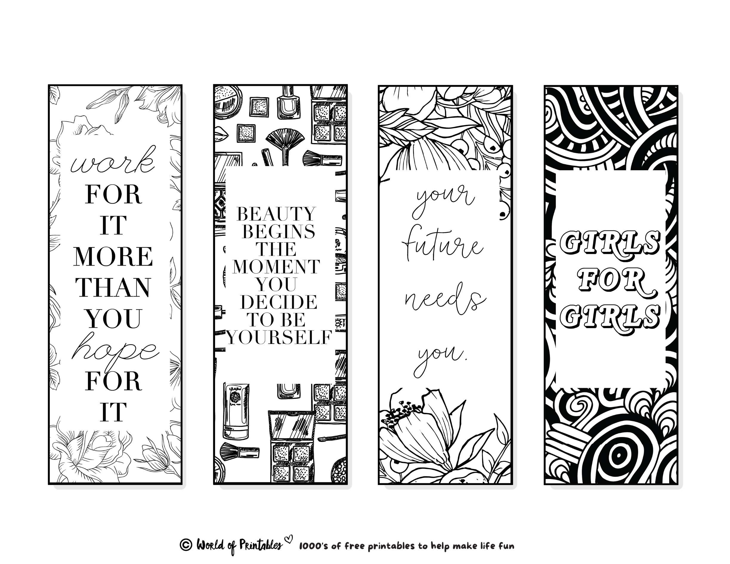 Printable Bookmarks To Color | 120 For Adults &amp;amp; Kids - World Of with FREE Printable Bookmarks Black and White