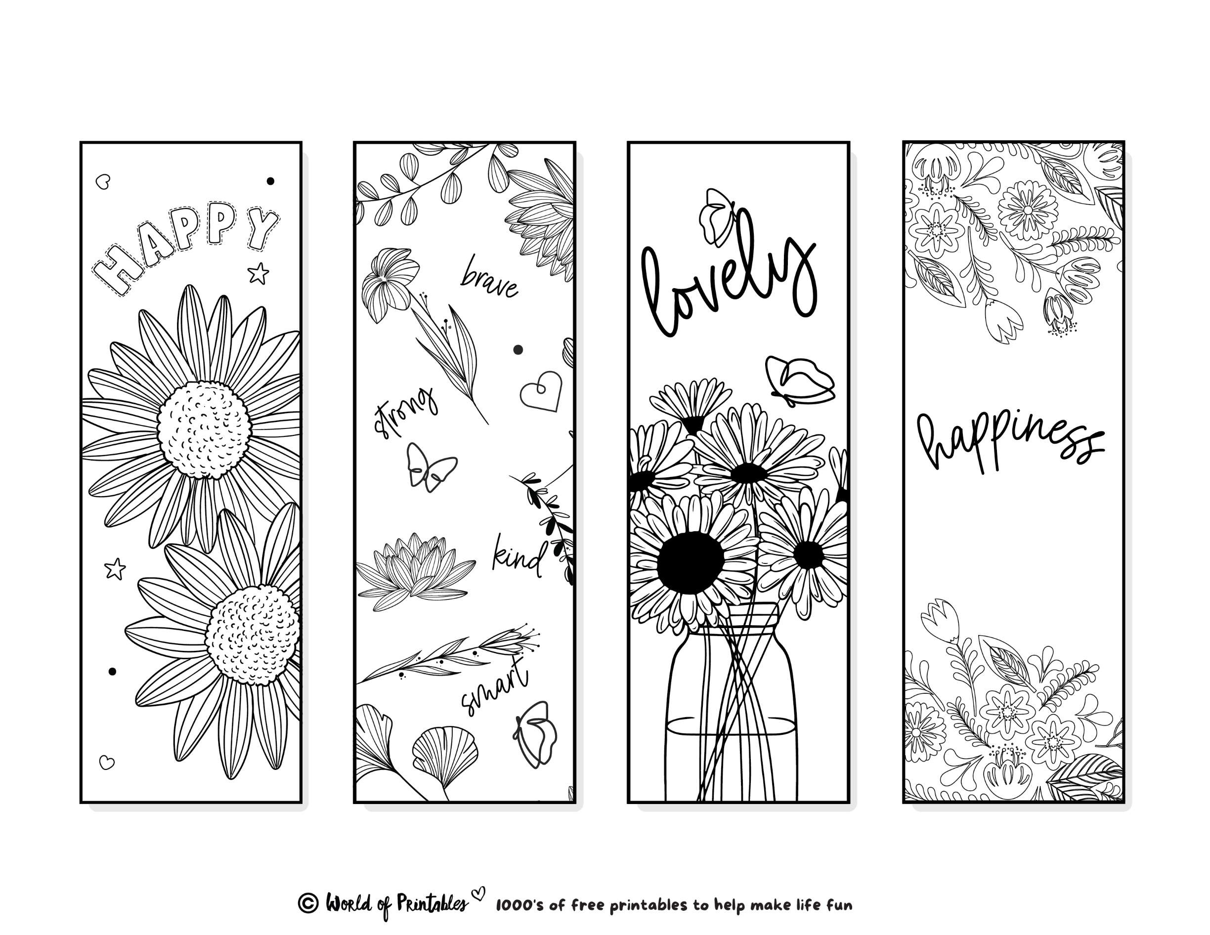 Printable Bookmarks To Color | 120 For Adults &amp;amp; Kids - World Of with regard to FREE Printable Black and White Bookmarks