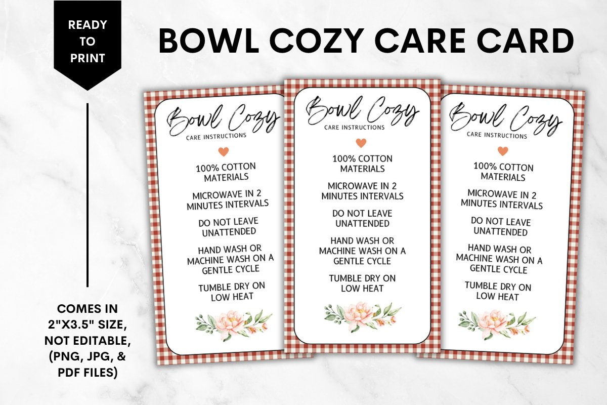 Printable Bowl Cozy Care Card - Gingham 2 pertaining to Free Printable Bowl Cozy Care Tags