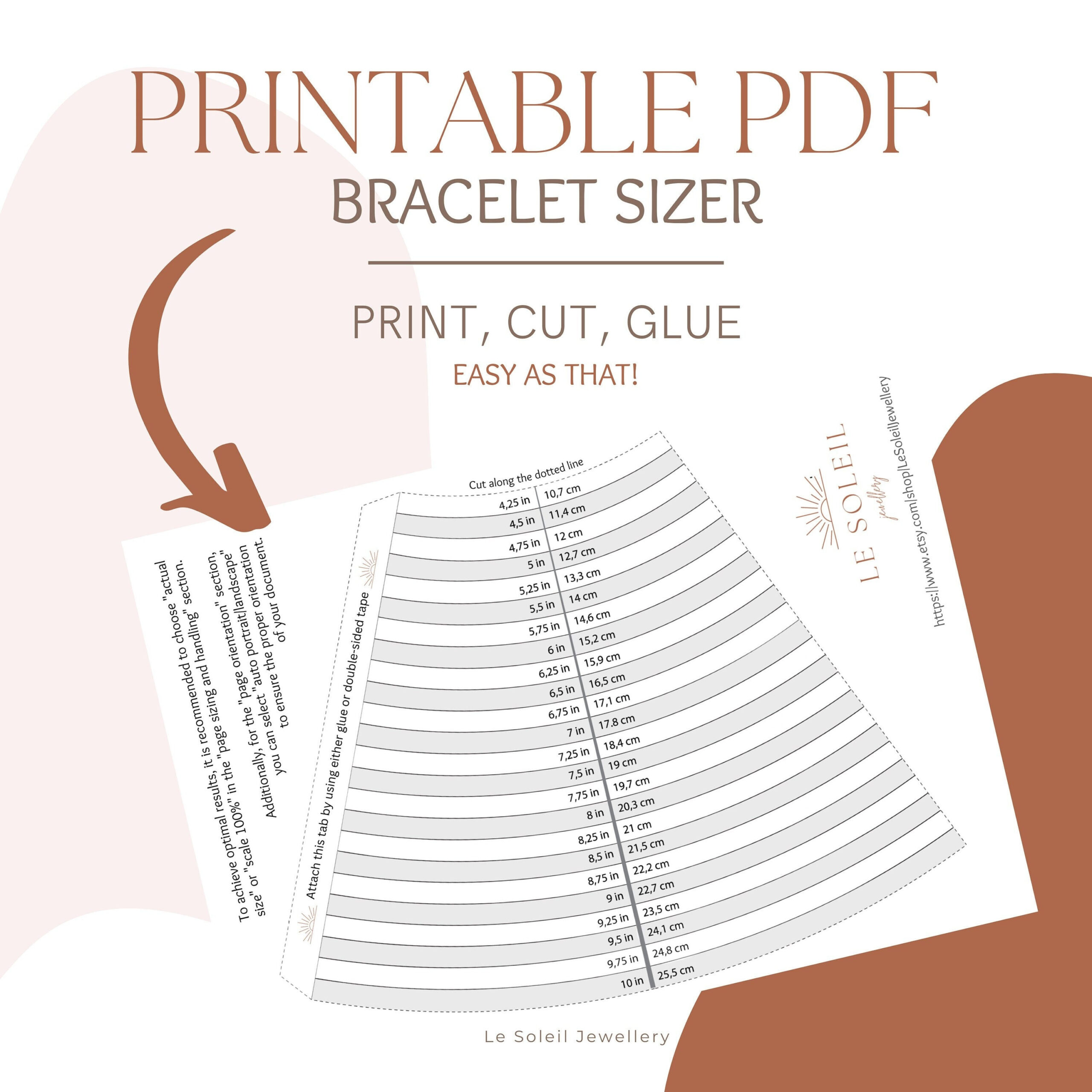 Printable Bracelet Sizer, Measurement Cone, Measuring Cone, Bangle within Free Printable Bracelet Sizer Cone