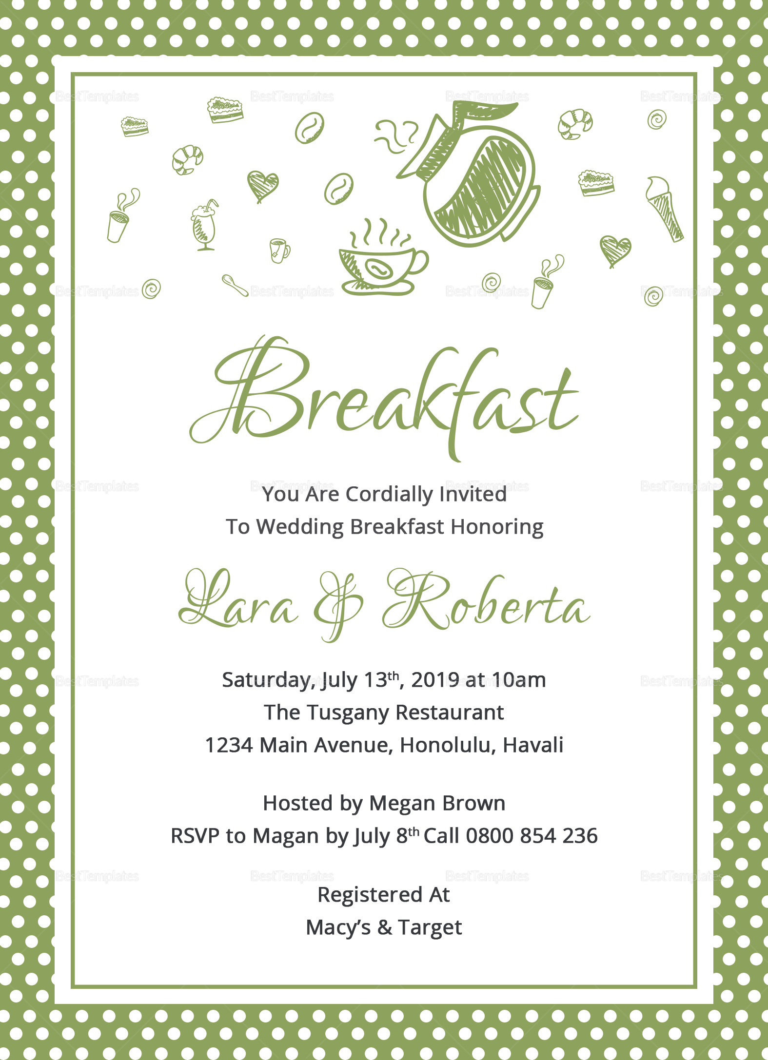 Printable Breakfast Invitation Design Template In Word, Psd, Publisher regarding FREE Printable Breakfast Invitation Templates