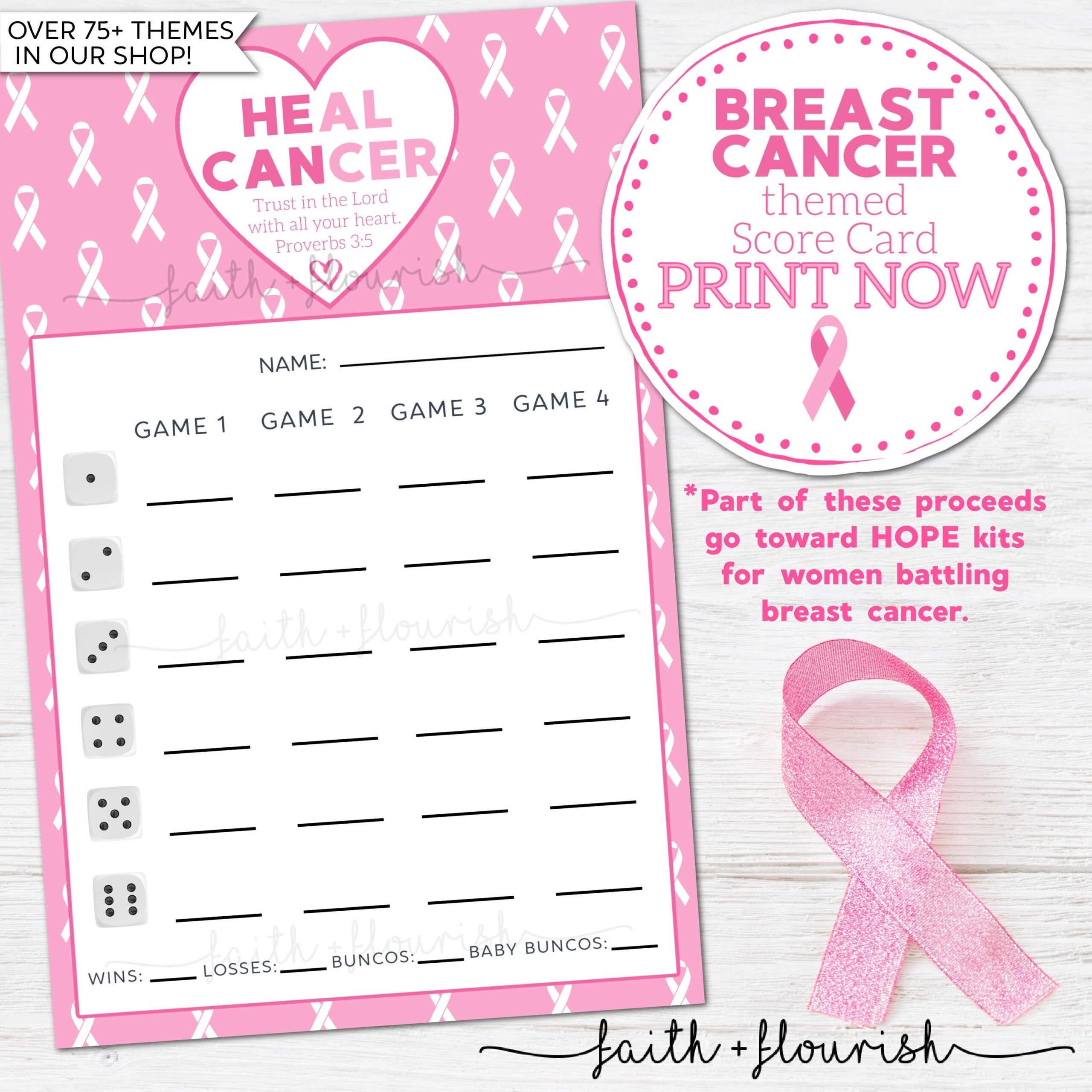 Printable Breast Cancer Bunco Score Card Sheet, Breast Cancer regarding FREE Printable Breast Cancer Cards